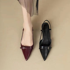 LBSFY -New Pointed Toe Sexy Mid Heels Party Shoes Women Sandals Designer Brand Pumps Slingback Casual Shoes Dress Shoes