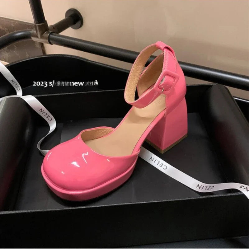 LBSFY  -  Platform Heels Pumps Women Shoes Mary Jane Shoes Chunky Heel Fashion Women's Sandals Party Pink Luxury Designer High Heels Women