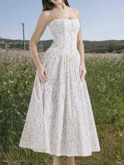 LBSFY -Floral Elegant Summer Korean Fashion Dress Romantic Graduation Beach Spaghetti Straps Robe Women Long Sling Dresses 2025 New