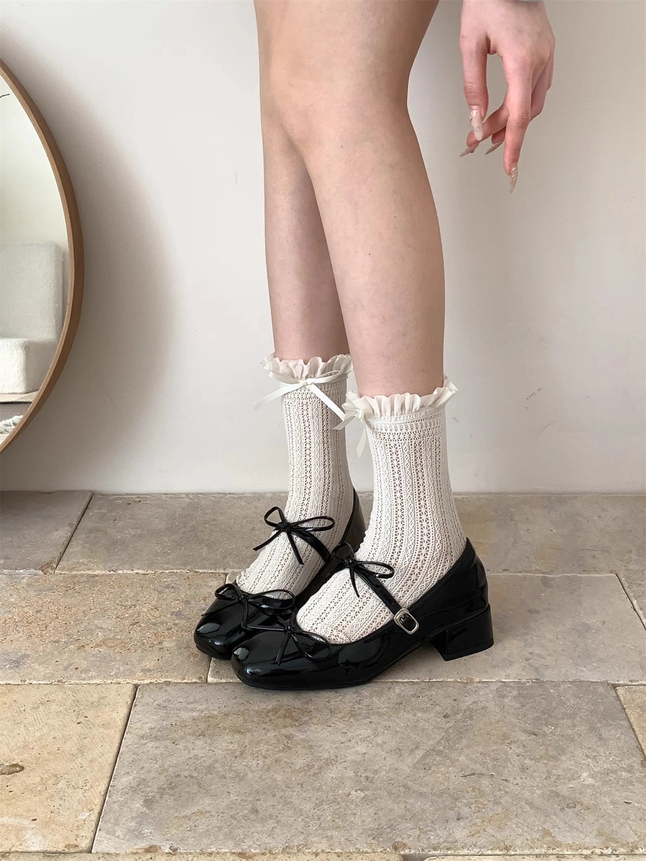 LBSFY -Spring Autumn Women Mary Jane Shoes Fashion Butterfly-knot Shoes Casual Low Heel Dress Street Style Shoes