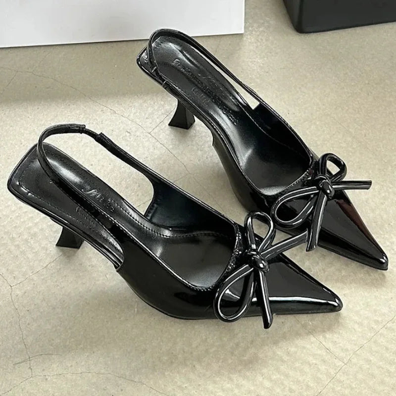 Lbsfy Pointed Toe High Heels Female Sandals Butterfly-Knot Elegant Office Shoes Ladies Sexy Fashion Slingbacks Dress Shoes Women