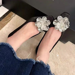 Lbsfy Flower Designer Shoes Women Fashion Shallow Square Toe Elegant Dress Shoes Female 2025 New Luxury Satin Low Heel Footwear Ladies