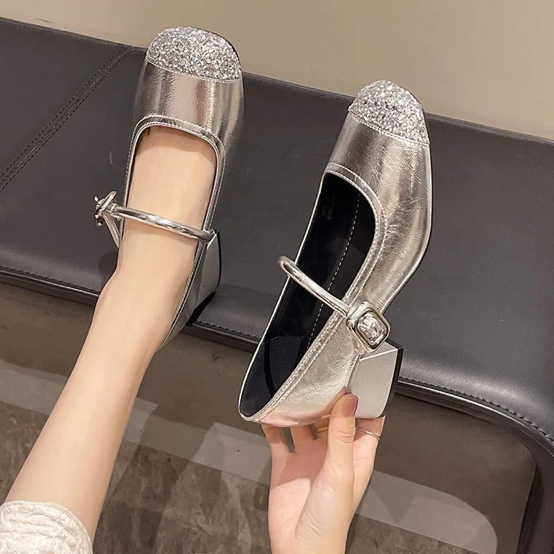 LBSFY -Women's Mary Jane Shoes Leather Summer Dresses French Style Wear-resistant Round Toe Mid Heel Ladies Design Single Lolita Shoes
