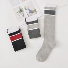 Lbsfy Korea Style Women Long Socks Warm Calf Cotton Socks Knee Socks Fashion Ladies Knee High Striped Socks Girls School Lolita Socks