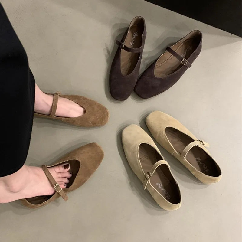 LBSFY -Brand New Women Flats Round Toe Shallow Slip On Ladies Casual Ballet Shoes Soft Leather Eelgant Dress Shoes Mujer Size