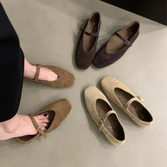 LBSFY -Brand New Women Flats Round Toe Shallow Slip On Ladies Casual Ballet Shoes Soft Leather Eelgant Dress Shoes Mujer Size