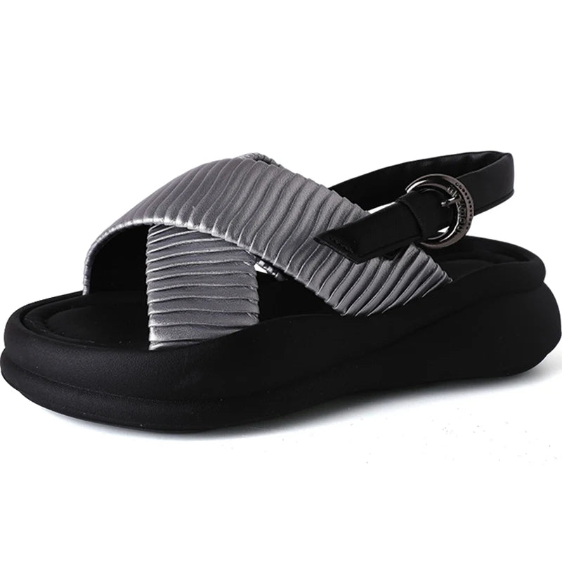 LBSFY  -  Designer Summer Open Toe Women Sandals Fashion Soft Sole Platform Flats Shoes Outdoor Casual Office Lady Sandalias