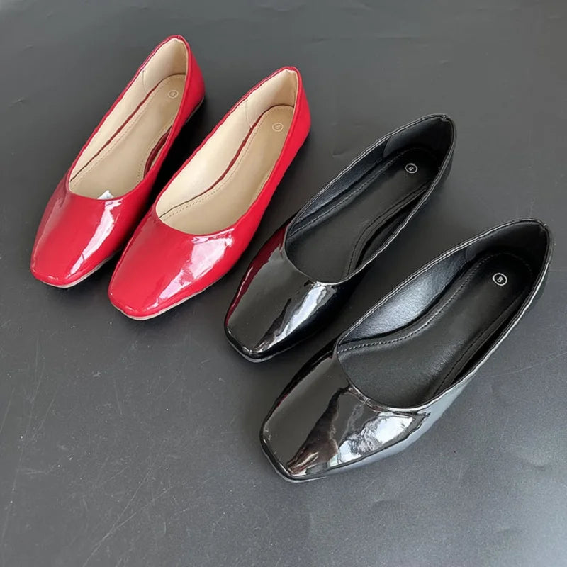 LBSFY -Plus Size 42 Candy Color Loafers Summer Ladies Flat Shoes Patent Leather Women Comfortable Slip On Shoes Zapatos Mujer