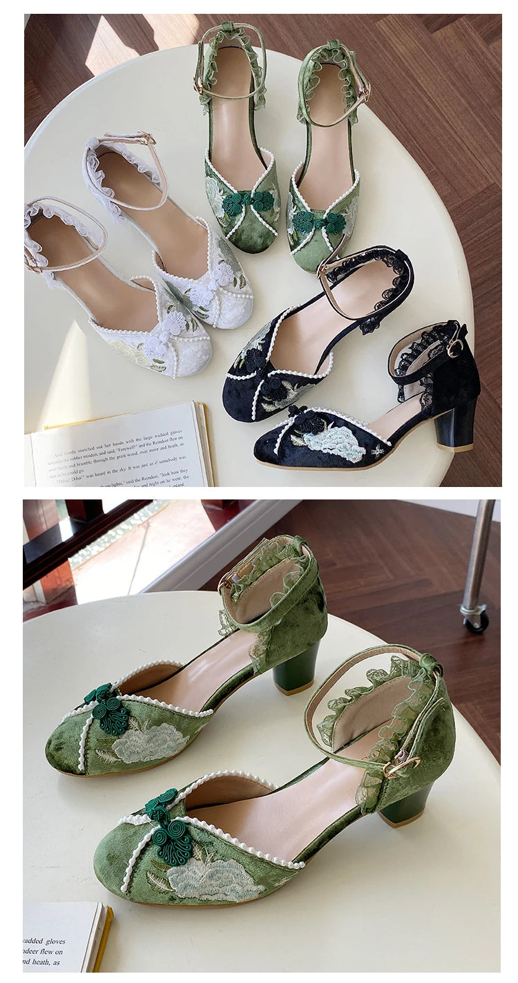 LBSFY -New Women Dress Shoes High Heels Mary Janes Shoes Denim Pumps Ankle Strap Ladies Shoe Office Zapatos Mujer