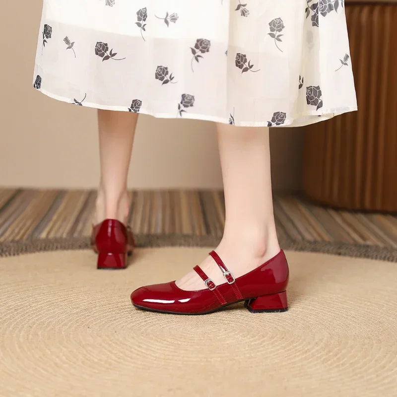 LBSFY  -  Mary Jane Shoes for Women Spring New Shallow Thick Heeled Single Shoes Soft and Comfortable Ballet Wedding Shoes Zapatos Mujer