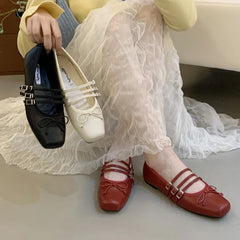 LBSFY  -Brand New Women Flats Soft Ballerinas Flat Heel Casual Ballet Shoes Fashion Square Toe Shallow Ladies Mary Jane Shoes