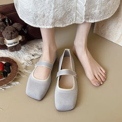 LBSFY -Women Flat Shoes New Cross-border Single Button Fly Woven Mary Jane Pea Shoes Woven Breathable Women Shoes Single Shoe