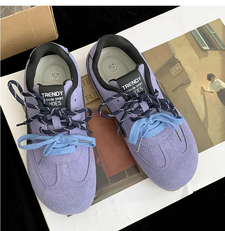 LBSFY  -  2025 New Designer Women's Sneakers Lace Up Mixed Color Ladies Casual Sports Shoes Fashion Chunky Sneakers Comfortable Flat Shoes