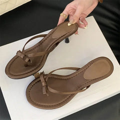 LBSFY -Summer Butterfly-knot Clip Toe Women Slippers Fashion Low Thin Heels Sandals Party Dress Flip Flops Shoes