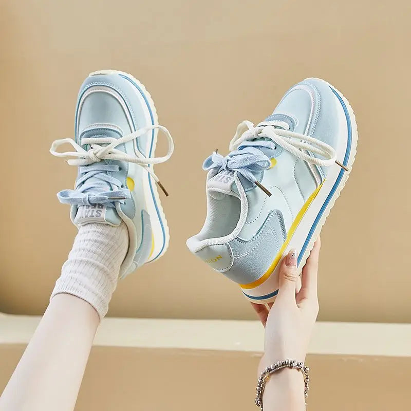 LBSFY  -  Yellow Platform Sports Shoes Woman Designer Fashion Niche Mixed Color Women Sneakers Casual Lace-up Female Sneakers