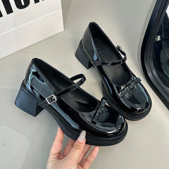 LBSFY -Women Loafers Retro Brown Mary Jane Shoes Women Pu Leather Thick Heels Lolita Shoes Woman Uniform Pumps Ankle Buckle Shoes