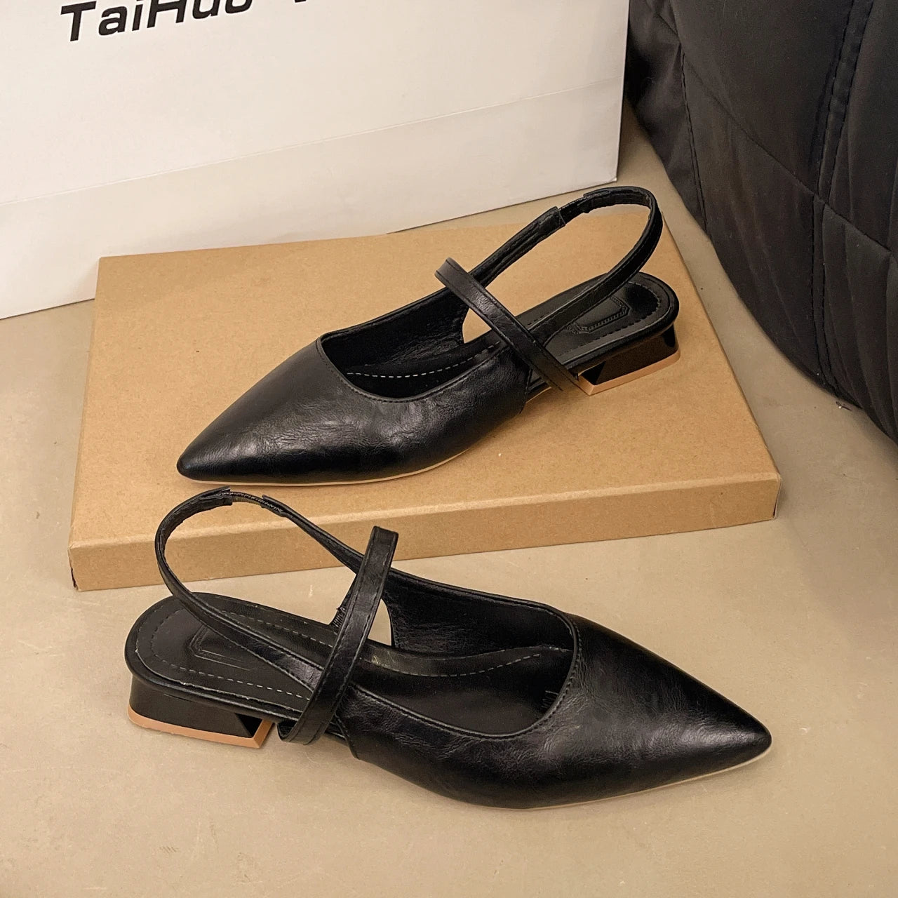LBSFY -Luxury Summer Pointed Toe Women Sandals Fashion Singbacks Mules Shoes Ladies Elegant Low Heel Stripper Party Sandalias