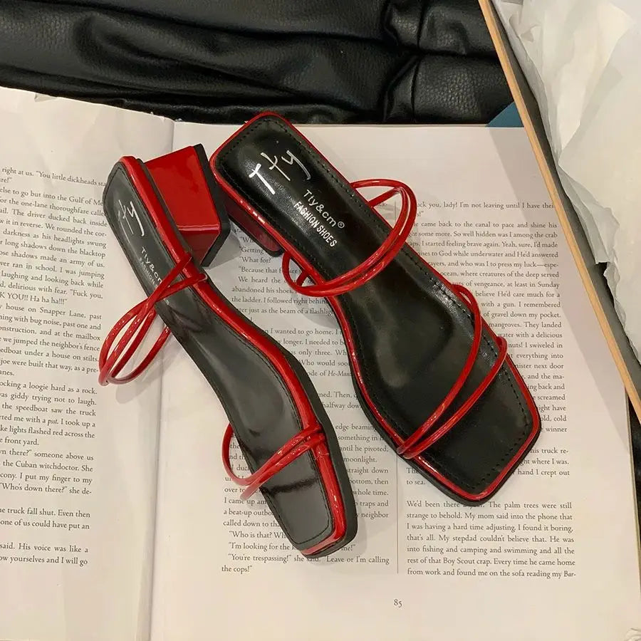 LBSFY -Summer Womens Slippers Elegant Female Sandals Square Toe Clip-toe Low Heel Slippers 2025 Sandalias Beach Slides