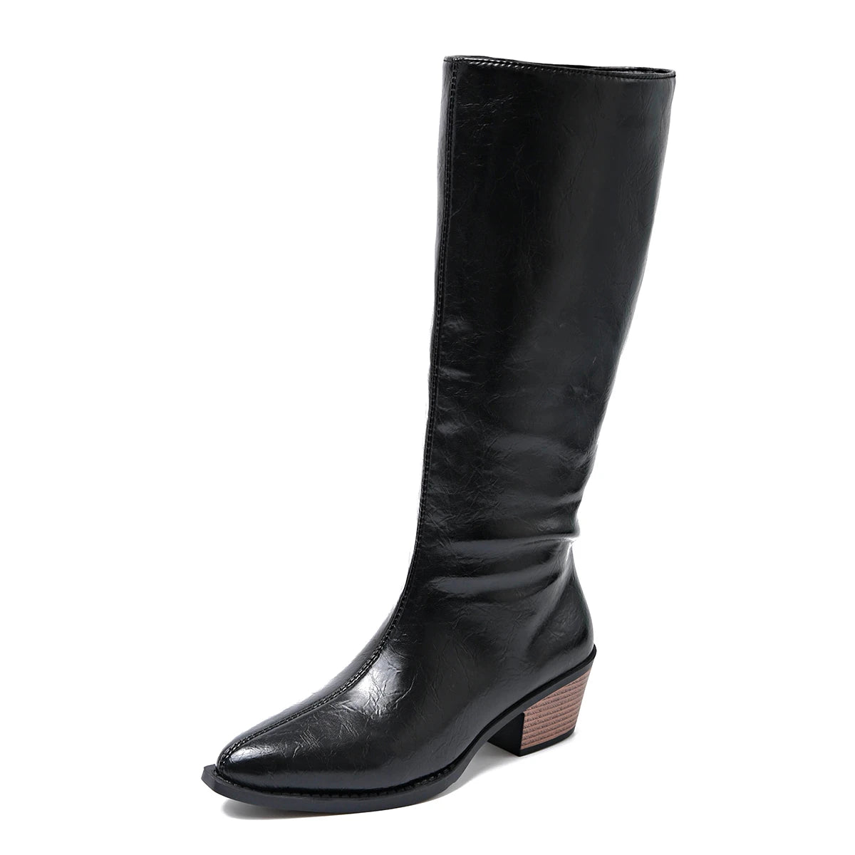LBSFY -New Style Fashion Boots Women's Women's Boots Soft Leather High-heeled Knee Ins Tide Warm Snow Thick-heeled Shoes Zapatos Mujer