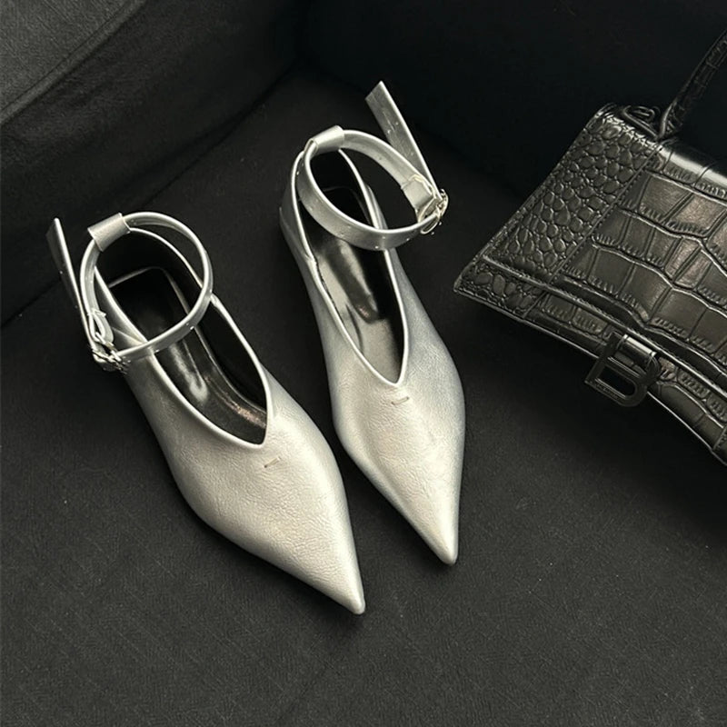 LBSFY  -  2024 Autumn Women Flat Shoes Fashion Pointed Toe Shallow Ladies Elegant Mary Jane Shoes Soft Flat Heel Dress Boat Shoe