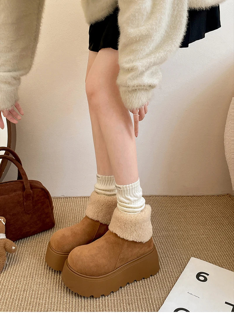 LBSFY  -  Winter Warm Plush Women Snow Boots Fashion Platform Flats Cotton Shoes Concise Short Botas De Mujer