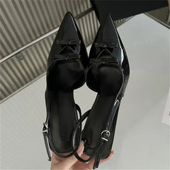 LBSFY -Spring Fashion Butterfly-knot Pointed Toe Slingbacks Buckle Strap Woman Pumps Sandals Low Heels Elegant Party Shoes