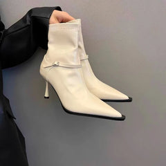 LBSFY -New Style Luxury Women's Fashion Short Plush Women Ankle Boots Pointed Toe Ladies Elegant Pumps Shoes Thin High Heel Short Boots