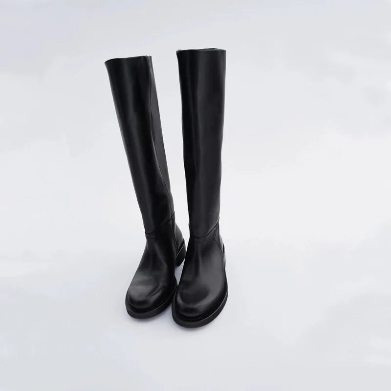 LBSFY  -  New Long Boots for Women Round Headed Korean Version, High Top Boots Middle Tube, Large Circumference, Thick Bottom, Riding