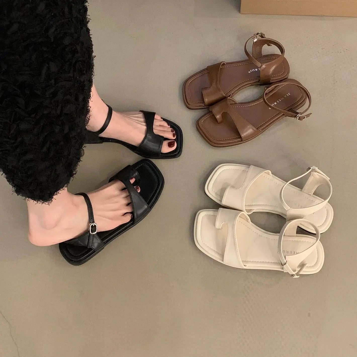 LBSFY -Brand Summer Women Sandals Soft Flat Heel Casual Ladies Gladiator Shoes Women Outdoor Beach Rome Sandals Vacation Slide