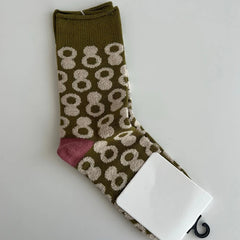 Lbsfy Autumn and Winter Women Socks Korean Style Dot Retro Tide Middle-tube Sock Cotton Knitted Socks Keep Warm Female Cozy Soft Sock