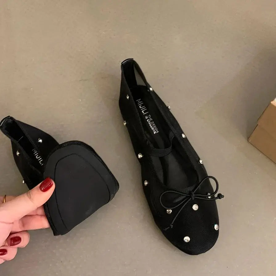 LBSFY -New Brand Women Flat Shoes Fashion Mesh Ladies Elegant Mary Jane Shoes Soft Sole Outdoor Dress Ballerinas