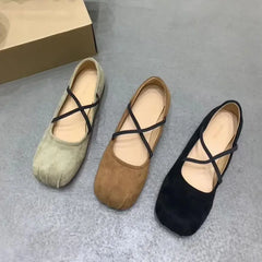 LBSFY  -  New Brand Women Flats Fashion Square Toe Shallow Mary Jane Shoes Soft Casual Ballet Shoes Slingback Shoes