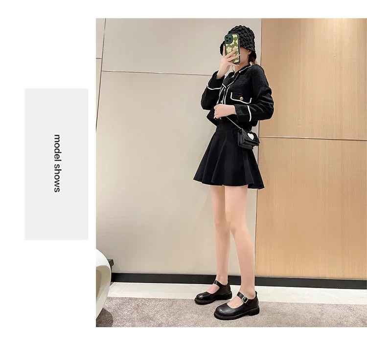 LBSFY -Women's Spring/Summer/Autumn New British Academy Style Low Heel Round Toe Mary Jane Single Shoes with Small Leather Shoes