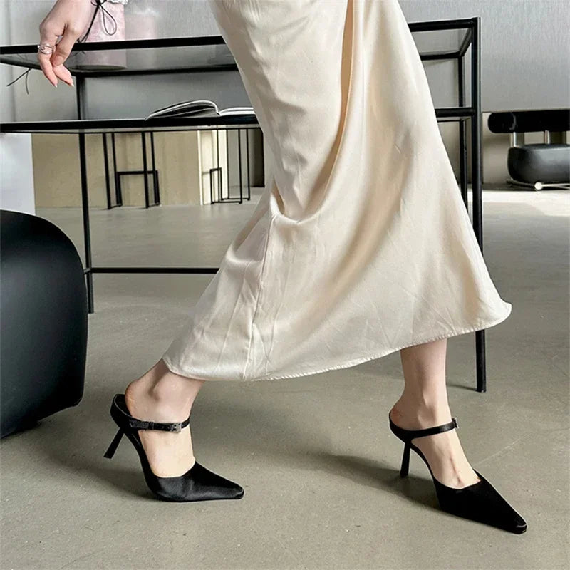 LBSFY -Sexy Thin High Heels Mules Woman Pumps Slippers Elegant Pointed Toe Shallow Buckle Strap Dress Female Shoes