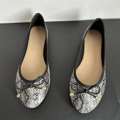 LBSFY -Spring Autumn New Round Head Bow Flat Bottom Ballet Single Shallow Mouth Women's Shoes Size 35-42