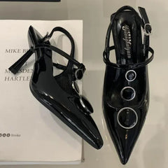 LBSFY  -  Sexy Thin High Heels Women Designer T-Strap Banquet Dress Shoe Button Hollow Pointed Toe Office Pumps Female Brand Sandals Women