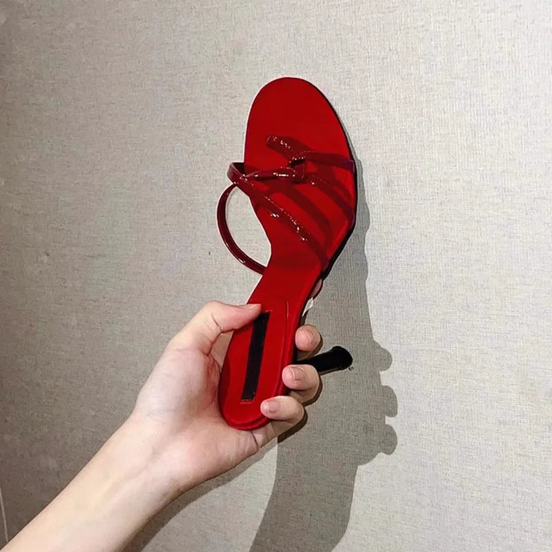 LBSFY  -  French Style Stunning Red High-Heeled Sandals for Women New Model, Early Spring Shallow Mouth Single Shoe, High-Heeled Slippers