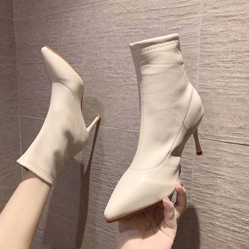 LBSFY -New Style Luxury Women's Fashion Ankle Boots Pointed Toe Stretch Boots Autumn Stiletto Socks Boots High Heels Ladies Shoes