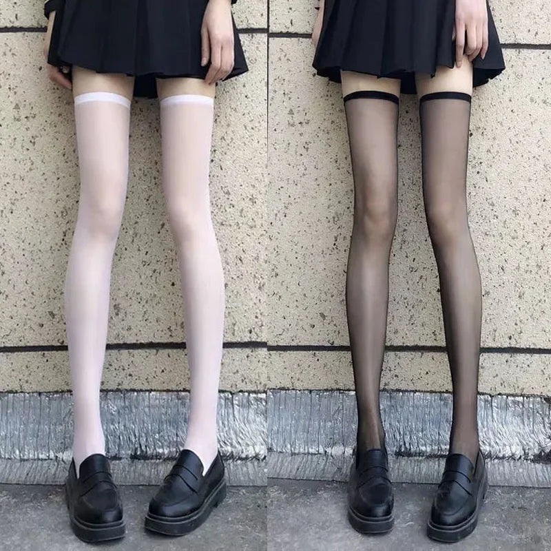 Lbsfy Black White Sexy Overknee Long Socks Women Sweet Girls Lolita Bowknot Thigh High Fishnet Stockings Gothic Punk Lace Mesh Legging