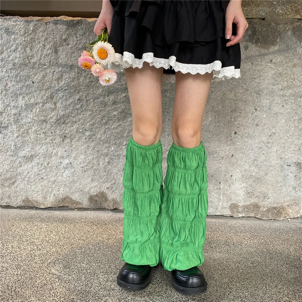 Lbsfy Summer Pleated Leg Warmers Japanese Y2K Socks Wide-leg Harajuku Socks Hot Girl Sleeves Tube Lolita Jk Calf Socks Leg Covers