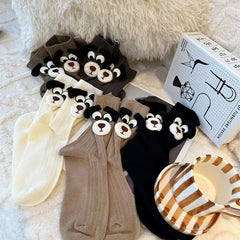 Lbsfy Women Socks Cotton Female Spring Autumn Harajuku Stereoscopic Cute Kawaii Cartoon Puppy Sweet Style Middle Tube Short Crew Socks