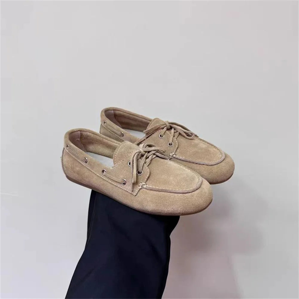 LBSFY  -  Ins Genuine Leather Flats Shoes Women Loafers Trend Vintage Suede Loafers Women's Casual British Style Flat Single Shoes