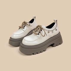 LBSFY  -  Fashion Trendy Mary Jane Shoes Lovely Girls Students White Platform Pumps Female Women Lace-up Dressing Shoes