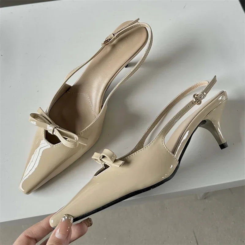 LBSFY -Fashion Slingbacks Pointed Toe Woman Pumps Sandals Elegant Wedding Party Buckle Strap Thin Heels Female Shoes