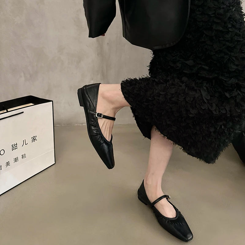 LBSFY  -  2024 Luxury Designer Women Mary Jane Shoes Fashion Elegant Shallow Soft Sole Shoes Ladies Outdoor Dress Flats Summer Shoes