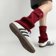Lbsfy Korea New Pearl Mid-calf Socks Leggings Wool Knitted Ankle Covers Leg Warmers Winter Thickened Calf Socks Harajuku Leg Covers