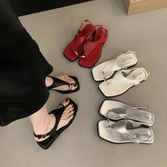 LBSFY - Summer Women Sandals Fashion Narrow Band Ladies Casual Sandals Wedges Heel Outdoor Dress Gladiator Shoes Beach Slippers