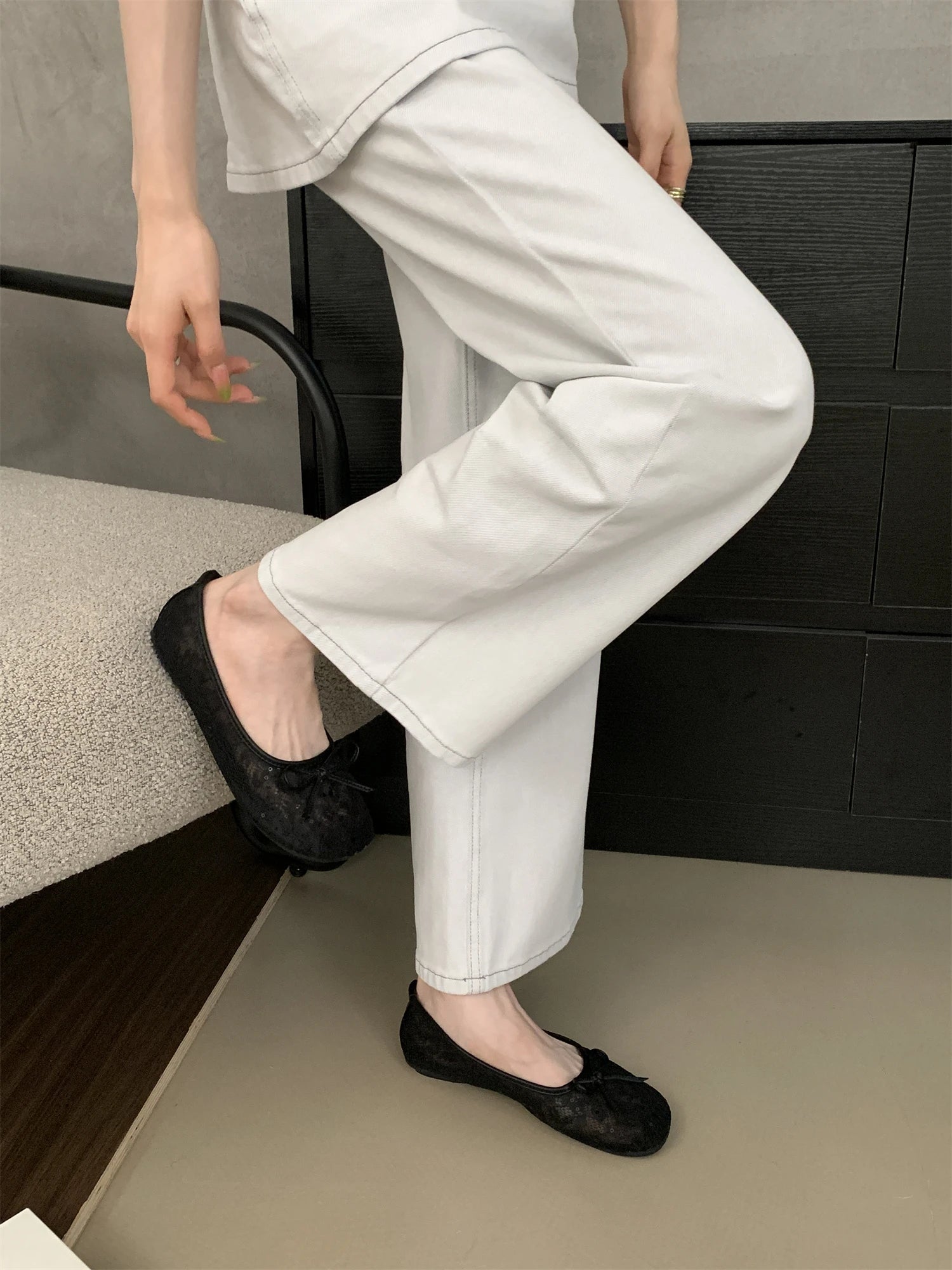 LBSFY -Summer Fashion Concise Round Head  Women Ballet Flats Low Heels Bow Mesh Party Slide Mules Casual Shoes Zapatos De Mujer