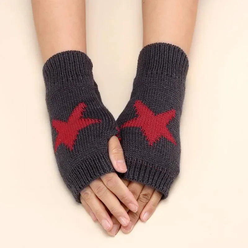 Lbsfy Knitted Half Finger Gloves Women's Warm Soft Winter Mittens for Girl Guantes Y2K Sleeve Girls Lolita Goth Fingerless Gloves