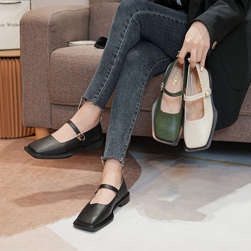 LBSFY  -  Spring and Autumn Women's Pumps Leather Shoes Ladies Casual Shoes Fashion Flat Loafers British Style Office and Banquet Loafers